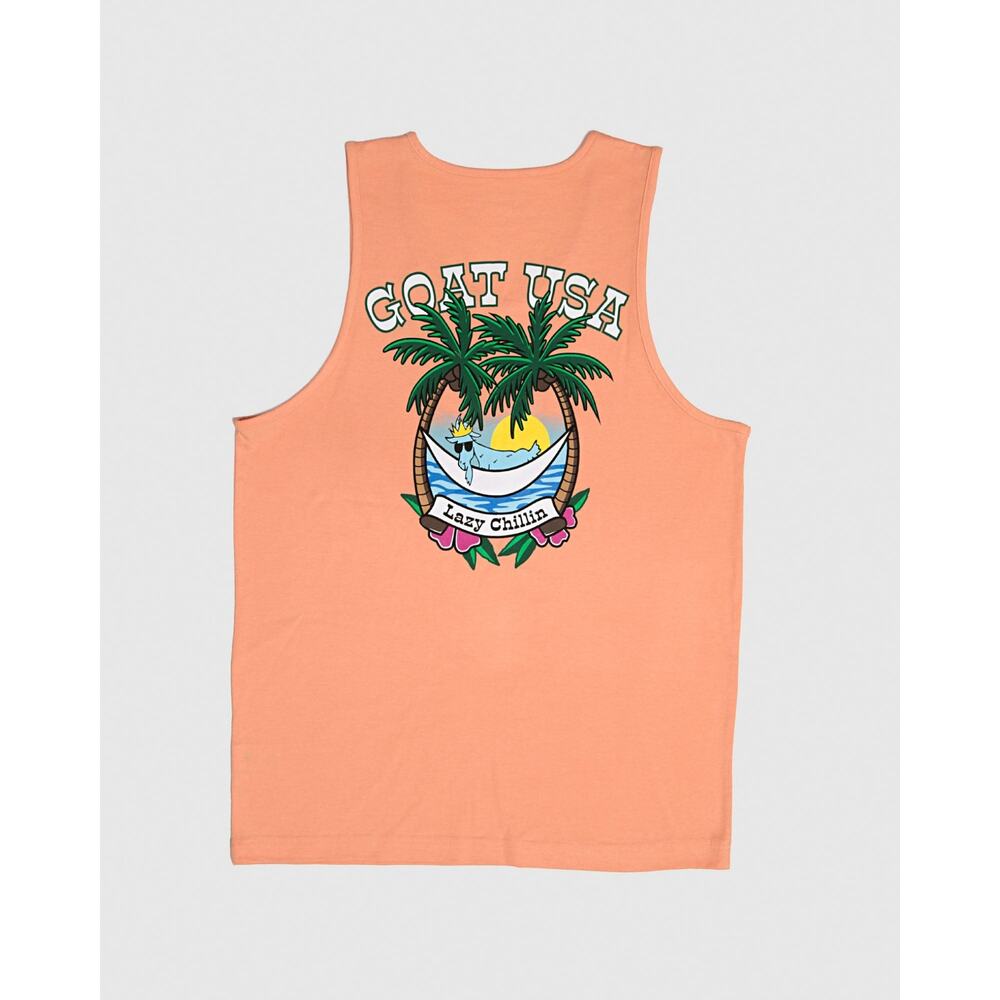 NWT Goat USA Peach Cream Lazy Chillin Sleeveless Tank Top Men's Size Medium